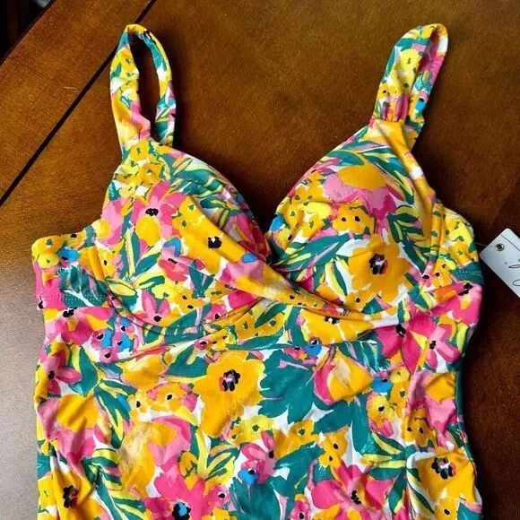 Anne Cole NWT size 32C/34B swim tankini top purple/ orange/ green - Picture 4 of 10